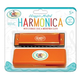 KaKo'o Music Kako'o: Classic Metal Harmonica - Orange - 4' Harmonica Comes with Storage Case, Microfiber Cloth, & Instruction Manual - Musical Instrument, Ages 5+