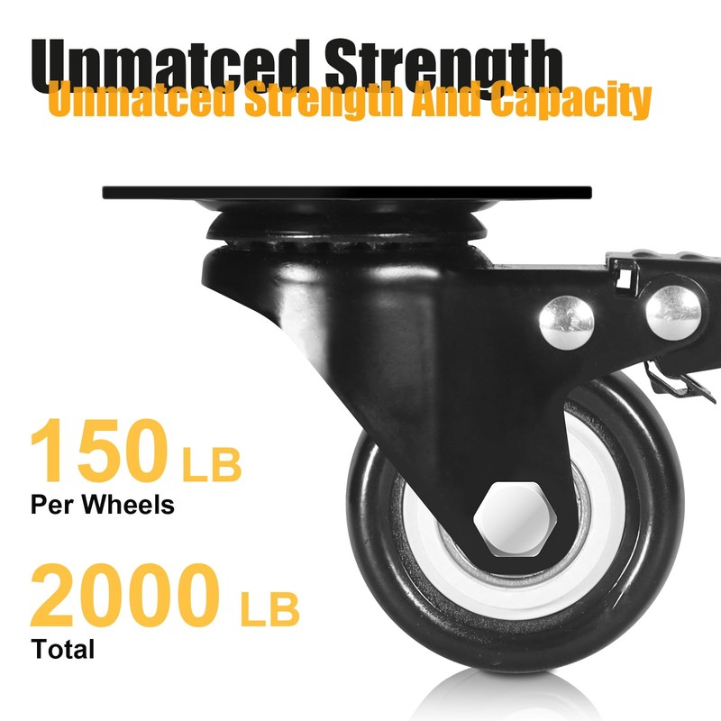 QNCZ Caster Wheels, 2" Caster Set of 4, Heavy Duty