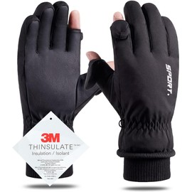 HNGEMSY Winter Ski Gloves Men Women Winter Gloves Waterproof Cycling Gloves Windproof Warm Touchscreen Gloves Sports such as Running Cycling (Black, M)
