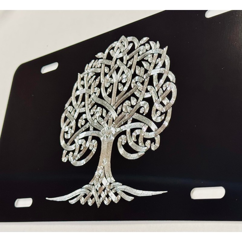 Celtic Tree of Life Car Tag Diamond Etched Vanity Front