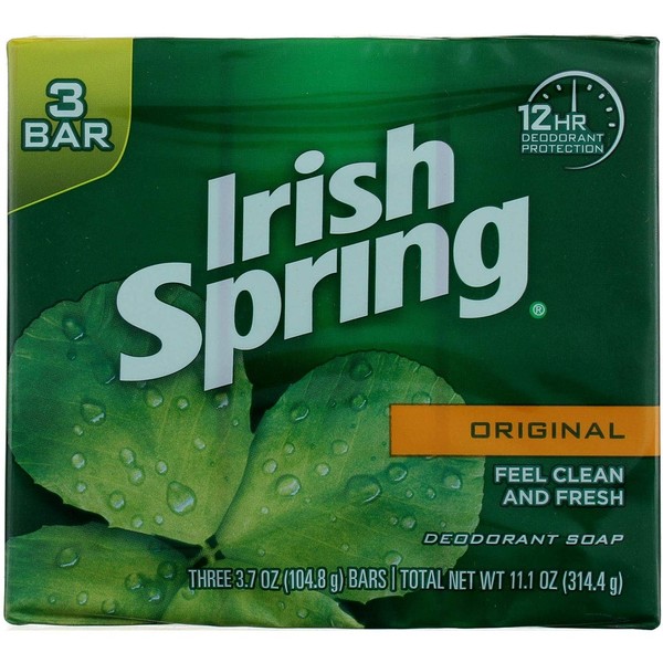 Irish Spring Deodorant Bar Soap, Original, 3.75 oz bars, 3 ea (Pack of 8)