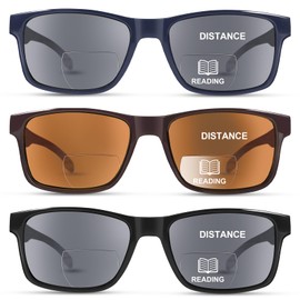 LADEESSE 3 Pack Bifocal Reading Sunglasses For Men/Women - Fashion UV400 Sunglasses With Readers Built In Sun Outdoor Protection（1.75）