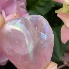 3Pcs Angel Aura Rose Quartz Tumble Pocket Stone Rocks Crystal Mineral Specimens