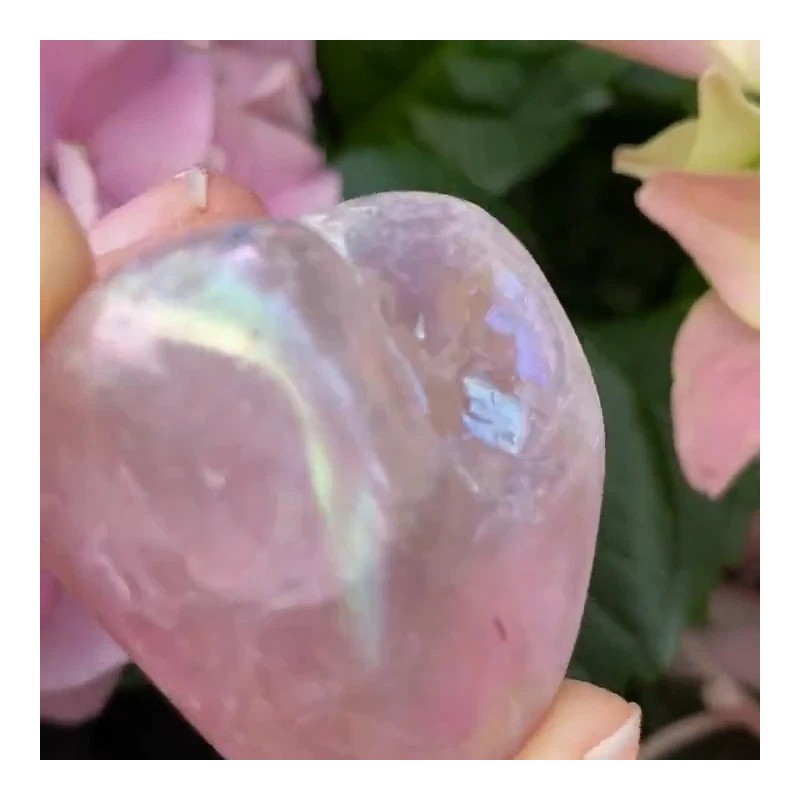 3Pcs Angel Aura Rose Quartz Tumble Pocket Stone Rocks Crystal