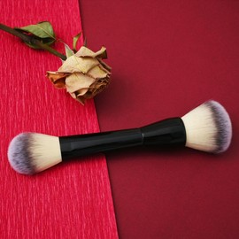 Double Ended Foundation Brush Makeup Concealer Brushes 2-in-1(Brown)