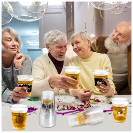 CUPLOOV Retirement Party Decoration Cups, 100pcs 16 Oz Plastic Clear Drinking Cups for Retirement Party Supplies Favors Women Men Snack Cup Bulk