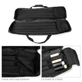 Ezgnuk Pool Cue Case 4x4, Pool Cue Carrying Case Holds 4 Butts and 4 Shafts, Soft Padded Pool Stick Case with Multi-pocket and Adjustable Shoulder Straps