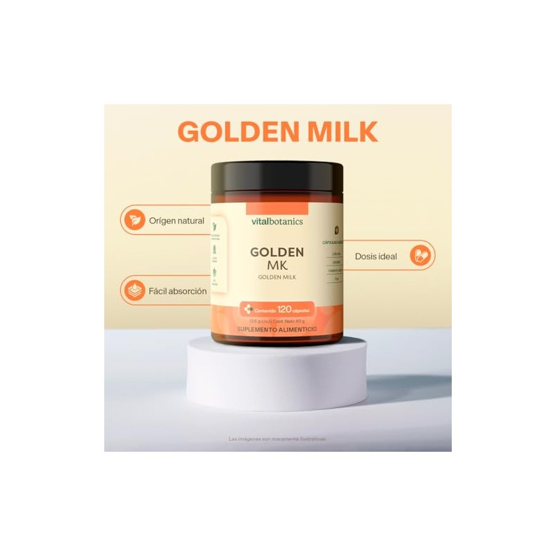 Vital Botanics Golden Milk Cúrcuma, Pimienta Negra y Aceite de