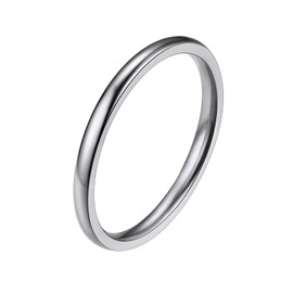 PROSTEEL Men's Stainless Steel Ring, Size 54, High-Gloss Polished Band, 2 mm Wide, Simple Partner Ring for Men, Fashion Jewellery Accessory for Birthday, Anniversary