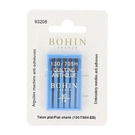 BOHIN France Anti-Glue Quilting Machine Needles - Sewing Machine Needles for Thicker Patchwork and Quilting Projects, NM 90-14 - 5 Needles