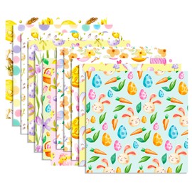 Parrtty Hurrican 24 Sheets Easter Scrapbook Paper, Double Sided Watercolor Decorative Paper, Easter Eggs Folded Plain DIY Card Making Scrapbook Paper, 11.8 x 11.8 inches