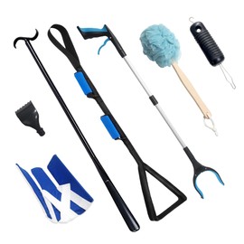 7 PC Hip Kit,Hip Replacement Kit After Surgery-Sock Aid,Leg Lifter,Shoe Horn,Grabber,Bath Loofah-Hip Kit for Seniors Total Hip Replacement Prime After Surgery Gifts