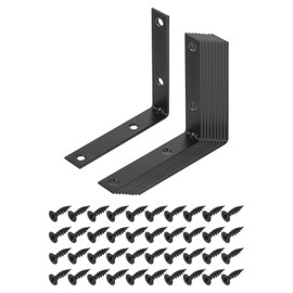 sourcing map 20 Set L Corner Bracket Corner Brace Metal Joint Right Angle Brackets Fastener with Screws for Wood Shelves, Black, 3.15"x0.59"x3.15"