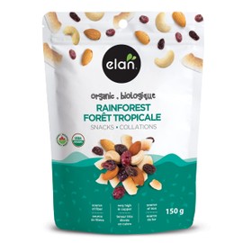 ELAN Organic Rainforest Mix, Raisins, Cashews, Coconut, Cranberries, Almonds. 150g