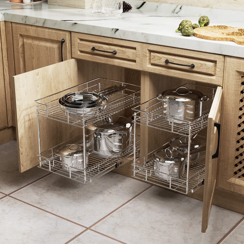 ROOMTEC New Version Pull Out Cabinet Organizer for Base Cabinet