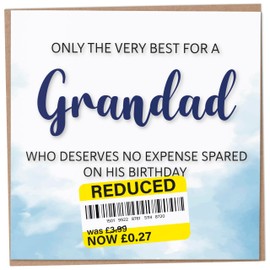 Birthday Card for Grandad, Funny Grandad Birthday Card, Reduced Sticker, Humorous Card, Only The Very Best for my Grandad on his Birthday, Birthday Card for Men, 148mm