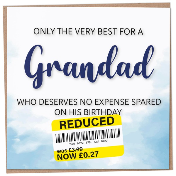 Birthday Card for Grandad, Funny Grandad Birthday Card, Reduced Sticker,