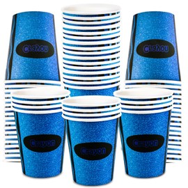Denylo pro 50 Pcs Back to School Paper Cups 9 OZ Crayon Disposable Cups Blue Crayon Cup for First Day of School Small Snack Cup Party Supplies