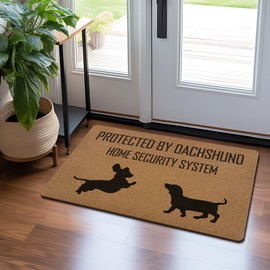 WTOGQ Dachshund Door Mat, Dog Welcome Mat, Funny Protected by Dachshund Home Security System Coir Door Mats Outdoor Indoor Outside Entrance, DachshundGifts for Women Dog Lovers Doormats 17X29 Inch