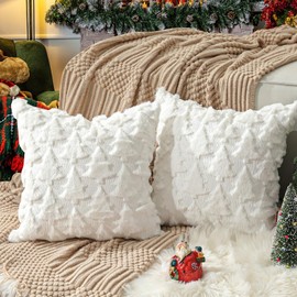TOYPOPOR 45 cm x 45 cm, Set of 2 Christmas Cushion Covers, Wool Cushion Covers, Soft Plush, Short Wool Velvet, Decorative Cushion Covers, Luxurious Sofa Cushion, European Cushion Cover for Sofa,