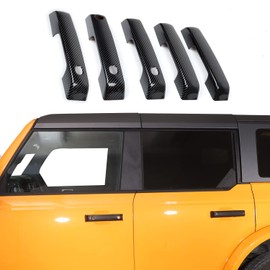 Jeliker for Bronco Tailgate Door Handle Cover Trim Carbon Fiber for Ford Bronco 2021 2022 2023 2024 up Carbon Fiber Exterior Accessories 5pcs (NOT for Sport)