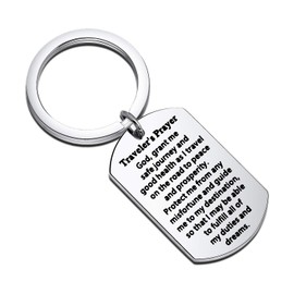 WUSUANED St Christopher Patron Saint of Traveler Traveler's Prayer Keychain Going Travelling Gift