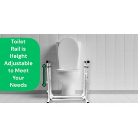 Essential Medical Supply Height Adjustable Standing Toilet Safety Rail - Sturdy Frame with Handles for Elderly and Seniors, Added Safety and Support While Using The Toilet, Supports Up to 300lbs.