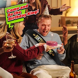 1 Piece Birthday Sash Happy Birthday King Birthday Sash Birthday King Birthday Boy Sash Black Sash Satin Birthday Sash Decoration Accessories for Happy Birthday Party Sash Decoration