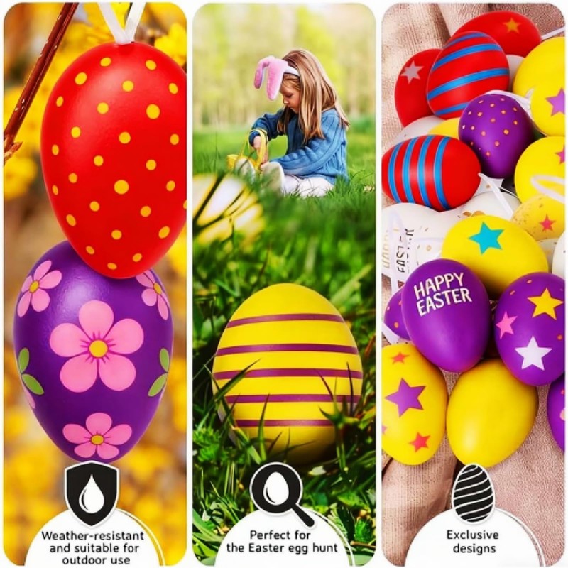 MSACC 12PCS White Wooden Easter Eggs ，Wooden Fake Eggs for