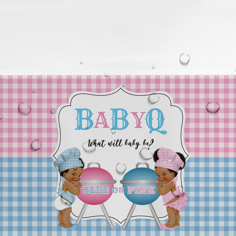 Suhelkit Baby Q Gender Reveal Decorations Tablecloth Party Supplies, 3