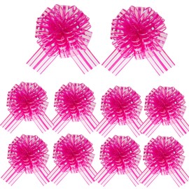 MMYQXI 10 Pieces Christmas Pull Bow Large Organza Gift Wrapping Pull Bows with Ribbon for Gift Present Baskets Wedding Party Birthday Car Holiday Bags Bottles Decorations,6 Inch