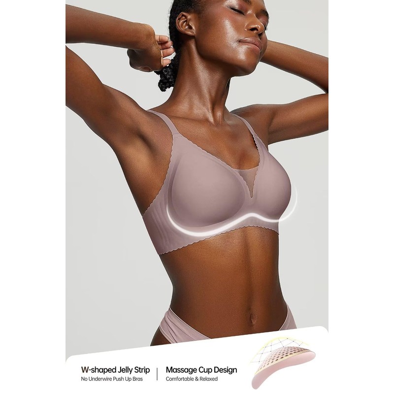 Vertvie Womens Seamless Wireless Bras No Underwire Comfortable Deep V