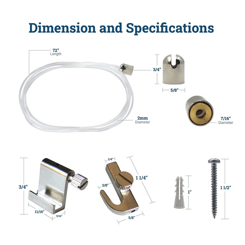 PHS Adjustable Picture Hanging System - Bullet Hanger with Nylon