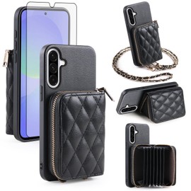 Furiet Argyle Flip Wallet Cover for Samsung Galaxy A17 5G Women Girls Black