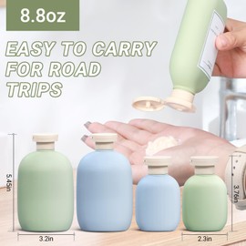 ASEVAT 8.8oz Travel Bottle with Flip Cap, Leak Proof Squeeze Bottles, Refillable Plastic Travel Containers for Creams, Lotion, Foundation, Shampoo, Conditioner