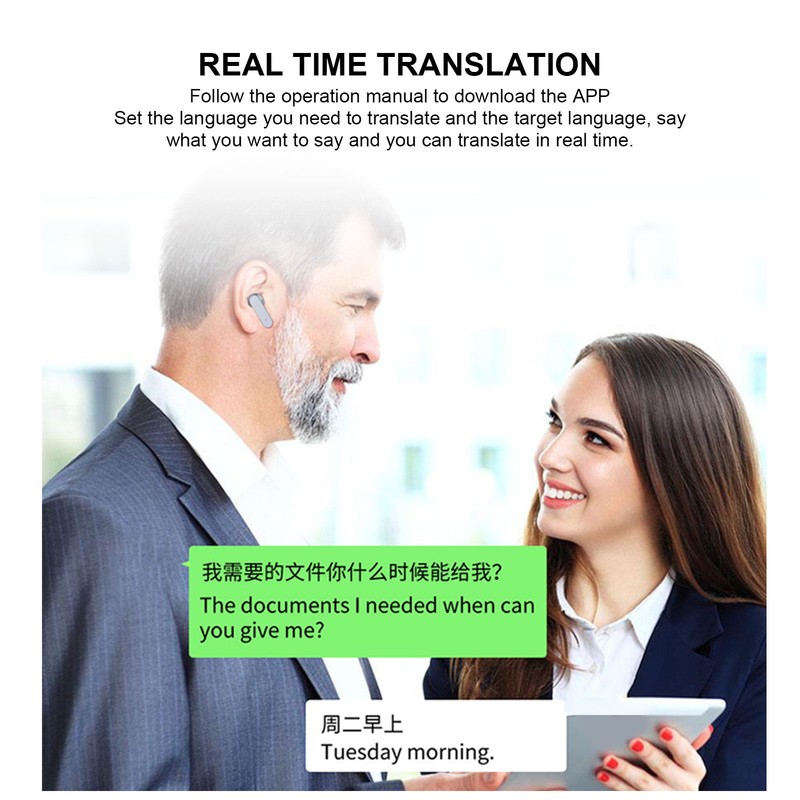Smart Voice Translator Earbuds Support 144 Languages Online Translation Power