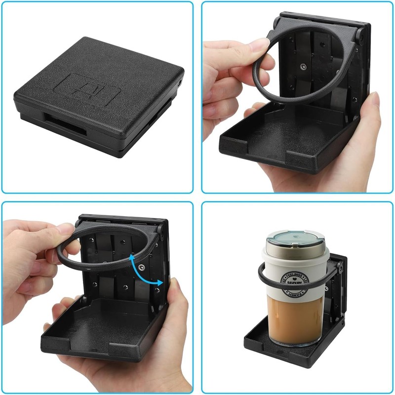 Adjustable car cup holder, 2-pack, foldable wall mounted plastic car