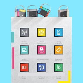 Bluetooth Speaker, 5W Stereo Sound Modern Cute Pixels Style Portable Wireless Outdoor Bluetooth Compact Speakers for Home/Party/Outdoor/Beach, Birthday Gift (Red Orange)