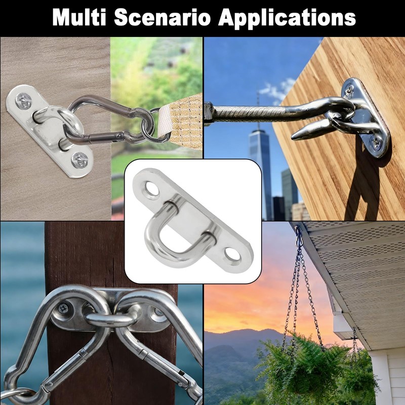 15-Pack 304 Stainless Steel Pad Eye Plate Hooks