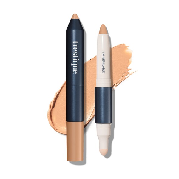 Trestique Concealer Crayon, Refillable Makeup Concealer With Built-In Blending Sponge,