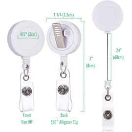 QREEL - 100 Pack - White Retractable ID Name Badge Holder Reels with Swivel Alligator Clip (White, 100 Pack)