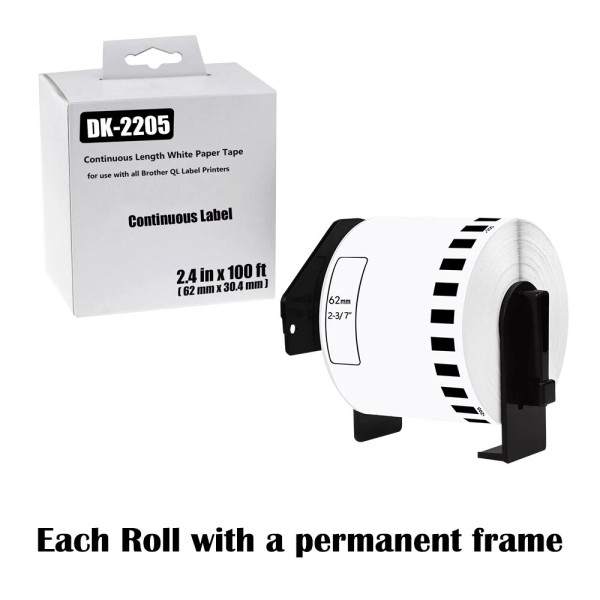 for Brother Printer 1Roll 2.4” x 100' Continuous Paper Tape