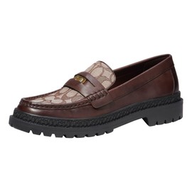 COACH Men's Casual Cooper Loafer With Signature Jacquard And Signature Coin, Color Maple, Size 7