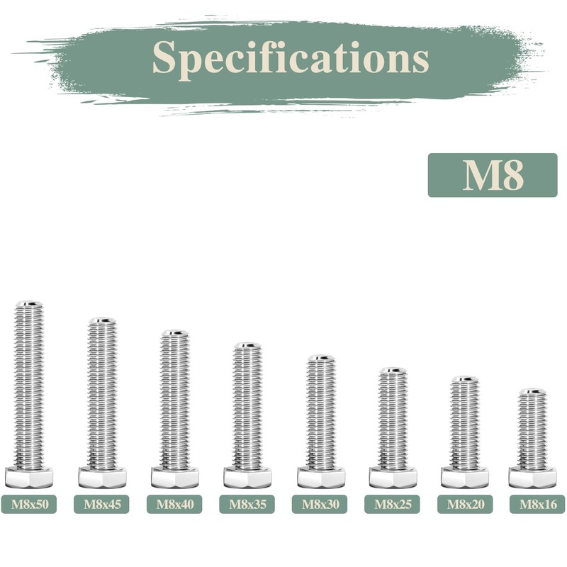 GOHODOMINO M8 x 50 mm (Pack of 20) Structural Screws