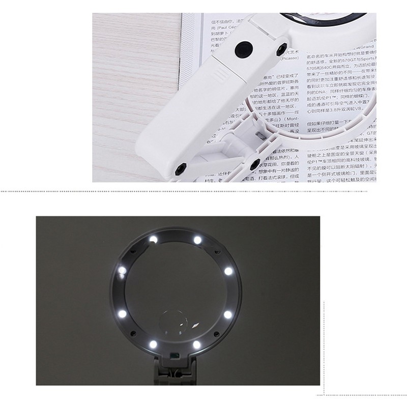 Magnifying Glass LED 5X 11X Magnification Magnifier Lens Adjustable for