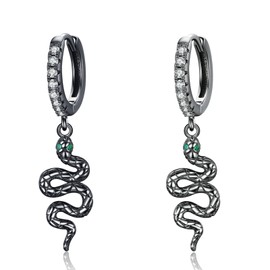 Snake Drop Earring, 925 Sterling Silver Vintage Snake Huggie Hoop Earrings Jewellery for Women Girls, Sterling Silver
