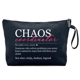 Cusrtyh Chaos Coordinator Definition Funny Canvas Zipper Makeup Bag, Travel Accessories Storage Toiletries Bag, Gifts for Boss Coaches Teachers Coworkers Friends Bestie Office Worker Survival Kit