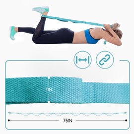 Aozora Yoga Strap Stretching Strap with Loops, Stretch Out Straps for Physical Therapy, 10 Loops Non-Elastic Exercise Strap for Pilates, Dance and Gymnastics with Workout Guide (1"W, 5pack-Multiple