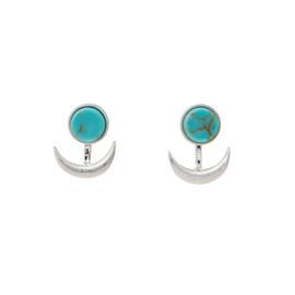 Scout Curated Wears - Stone Moon Phase Ear Jacket - Turquoise & Silver