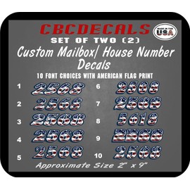 cbcdecals - American Flag Custom House or Mailbox numbers Numbers Set of two 2 x 9